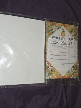 Gender Reveal Invitation Cards - Orange Floral Design